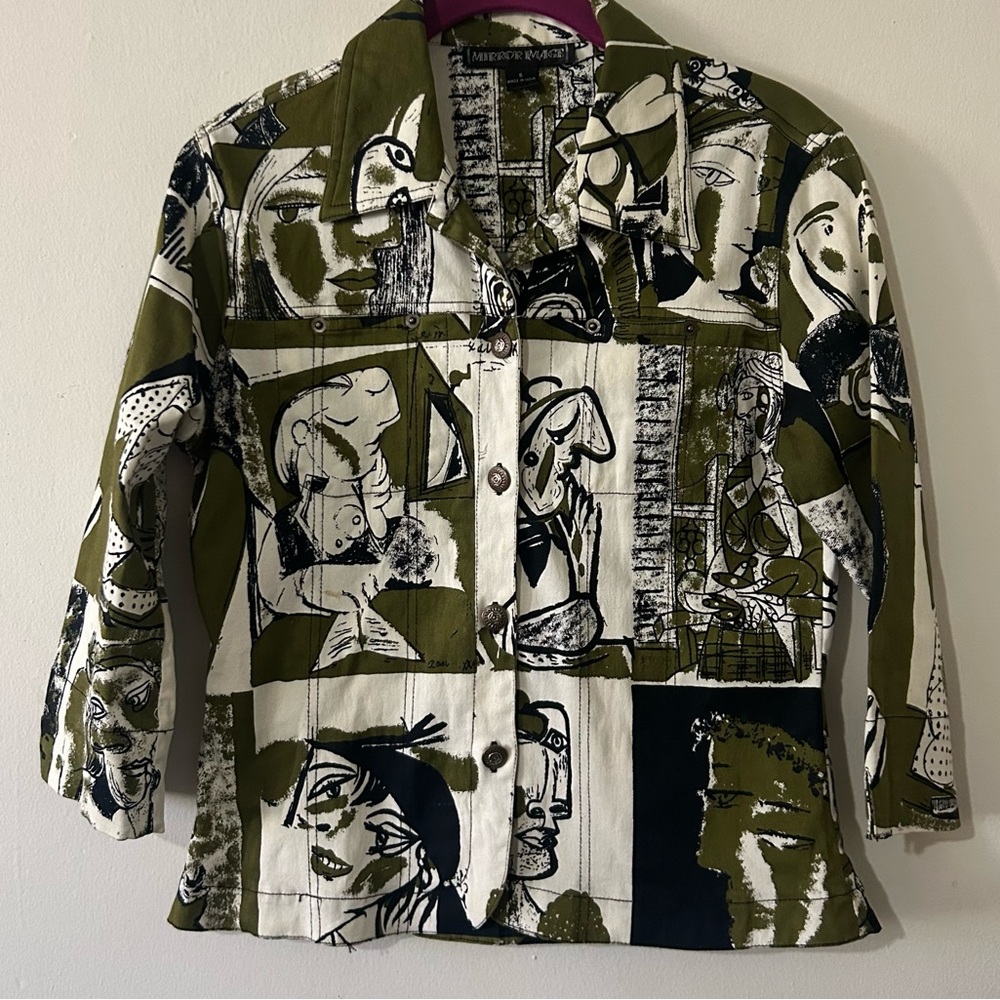 Mirror Image Picasso Abstract Art Print Women's Blazer - Picture 1 of 8